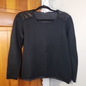 Calvin Klein Women's Merino Wool Blend Sweater With Faux Leather Accents